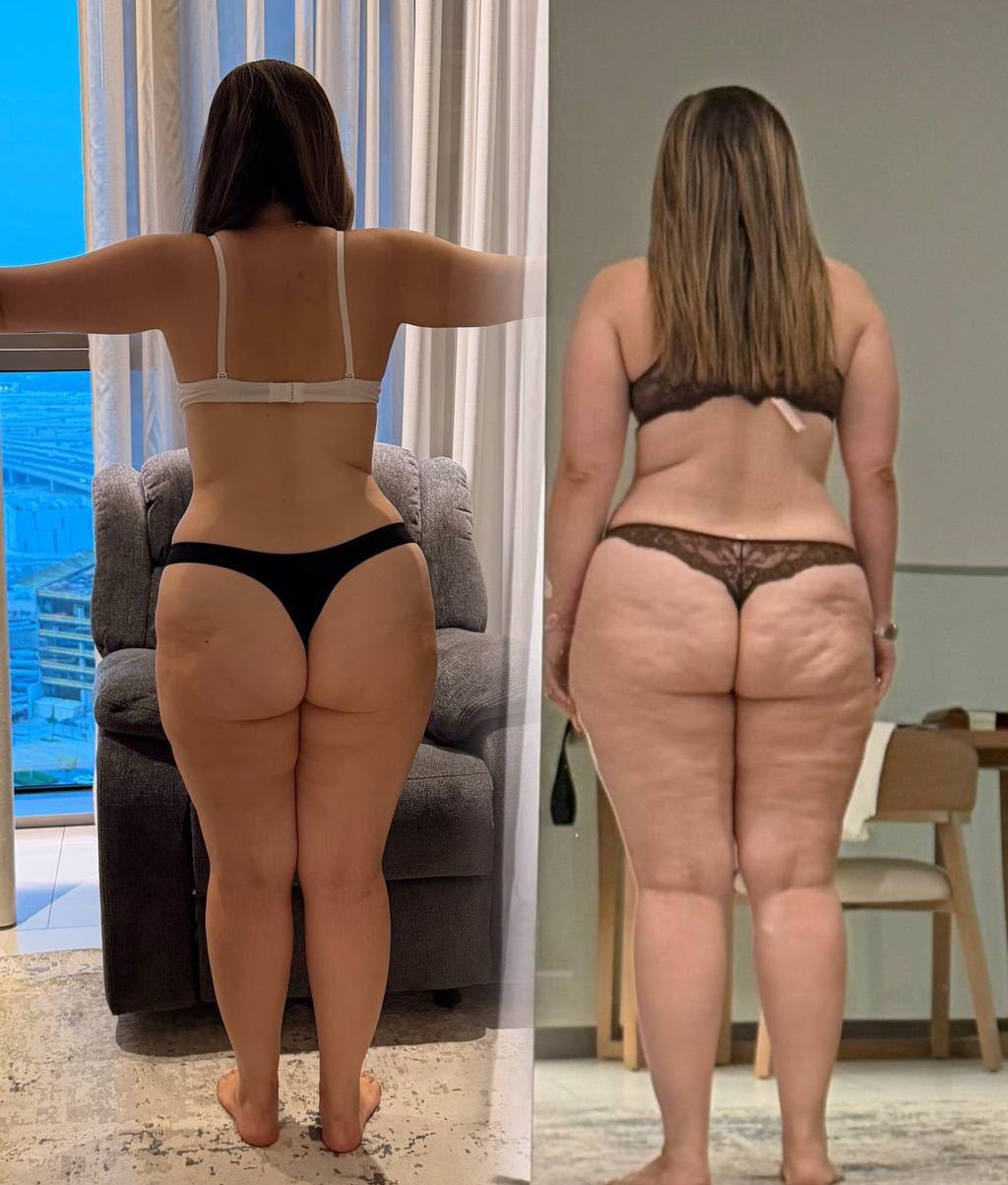 Anonymous female client transformation photographed from the back