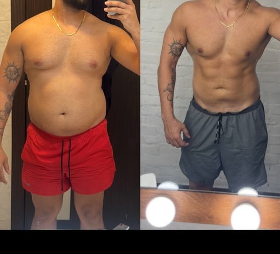 Anonymous male client transformation without the face shown